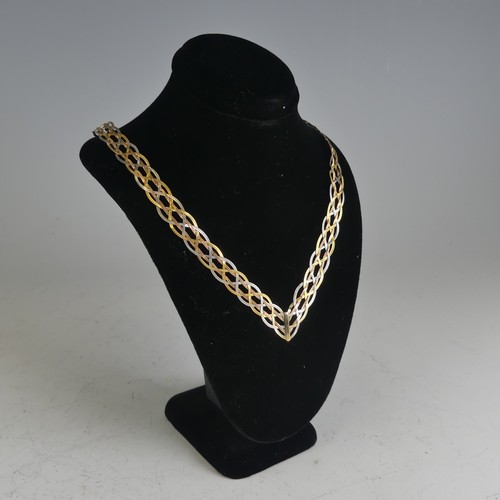 251 - A 9ct tri-colour gold woven Necklace, 41cm long, 7.2g.