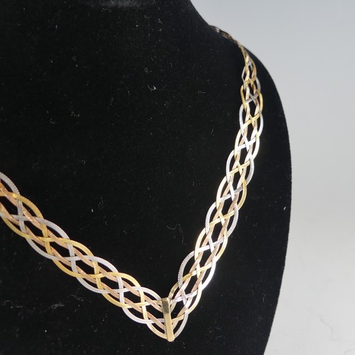 251 - A 9ct tri-colour gold woven Necklace, 41cm long, 7.2g.