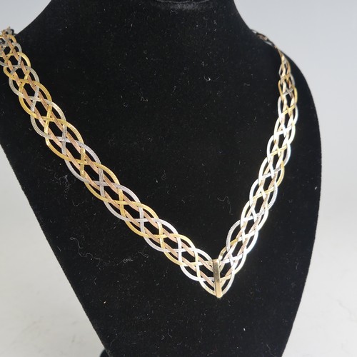 251 - A 9ct tri-colour gold woven Necklace, 41cm long, 7.2g.