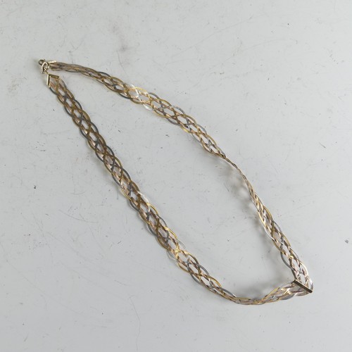 251 - A 9ct tri-colour gold woven Necklace, 41cm long, 7.2g.