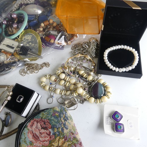 307 - A quantity of modern Costume Jewellery, some silver including a Pandora silver bracelet, an Italian ... 