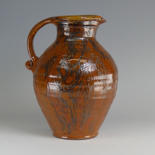 66 - Philip Leach (b. 1947) a Springfield pottery Harvest Jug, decorated heavily in sgraffito depictions ... 