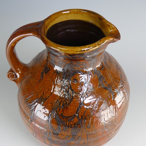 66 - Philip Leach (b. 1947) a Springfield pottery Harvest Jug, decorated heavily in sgraffito depictions ... 