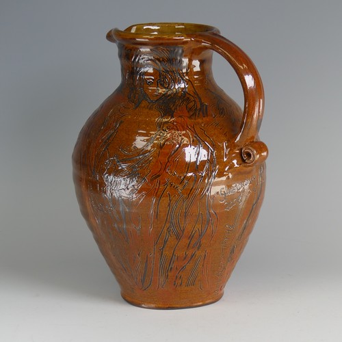 66 - Philip Leach (b. 1947) a Springfield pottery Harvest Jug, decorated heavily in sgraffito depictions ... 