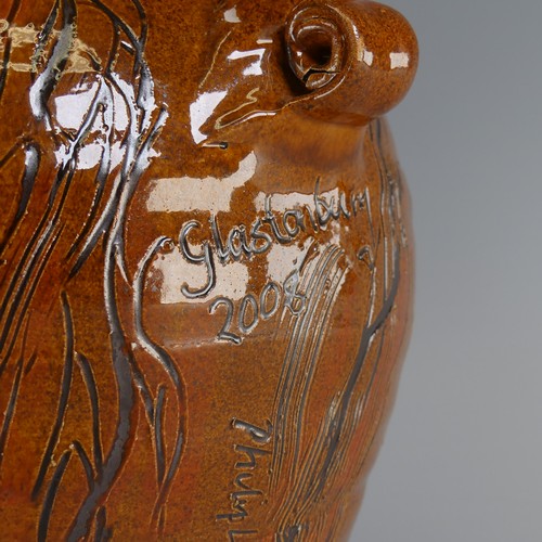 66 - Philip Leach (b. 1947) a Springfield pottery Harvest Jug, decorated heavily in sgraffito depictions ... 