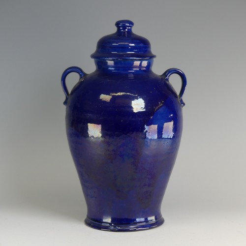 26 - Edwin Beer Fishley (1832-1912) a Fremington pottery large blue Storage Jar, the baluster body with t... 