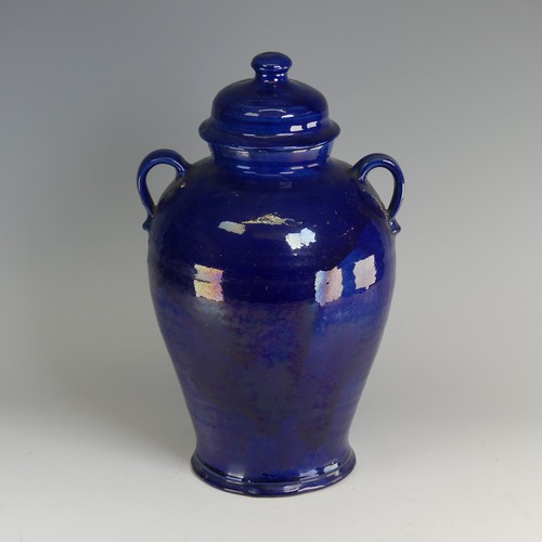 26 - Edwin Beer Fishley (1832-1912) a Fremington pottery large blue Storage Jar, the baluster body with t... 