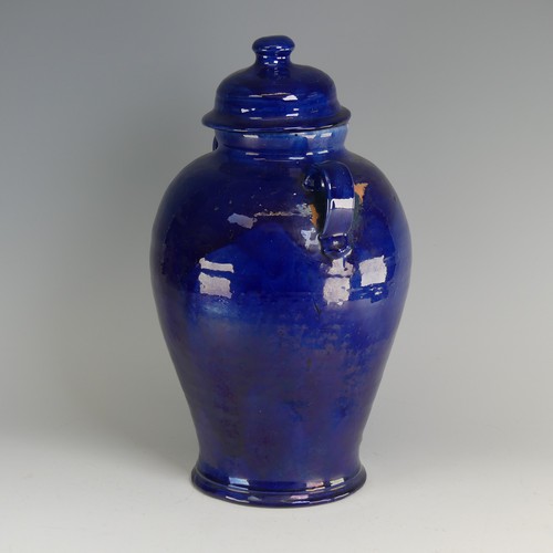 26 - Edwin Beer Fishley (1832-1912) a Fremington pottery large blue Storage Jar, the baluster body with t... 