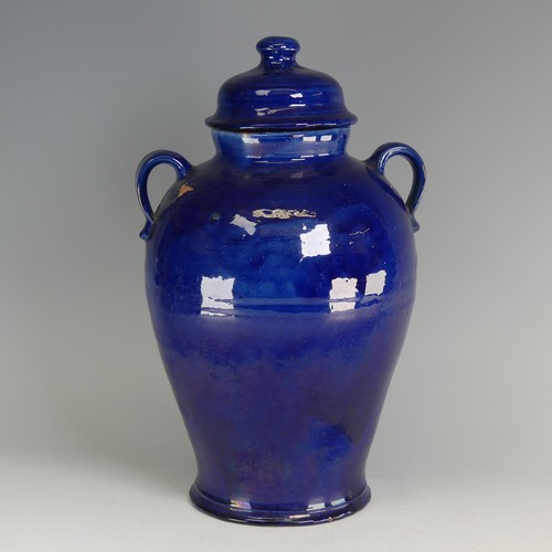 26 - Edwin Beer Fishley (1832-1912) a Fremington pottery large blue Storage Jar, the baluster body with t... 