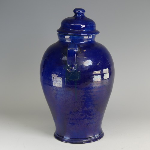 26 - Edwin Beer Fishley (1832-1912) a Fremington pottery large blue Storage Jar, the baluster body with t... 