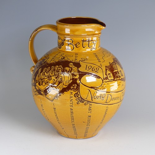 62 - Harry Juniper (b. 1947) a Bideford Pottery Harvest Jug, inscribed for Betty Dennis at North Devon Cr... 