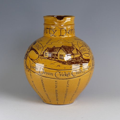 62 - Harry Juniper (b. 1947) a Bideford Pottery Harvest Jug, inscribed for Betty Dennis at North Devon Cr... 