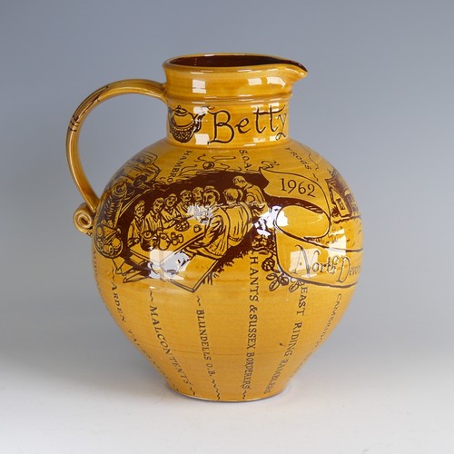 62 - Harry Juniper (b. 1947) a Bideford Pottery Harvest Jug, inscribed for Betty Dennis at North Devon Cr... 