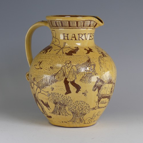 60 - Harry Juniper (b. 1947) a Bideford Pottery Harvest Jug, titled 'Harvest Time' with sgraffito depicti... 