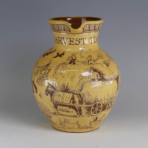 60 - Harry Juniper (b. 1947) a Bideford Pottery Harvest Jug, titled 'Harvest Time' with sgraffito depicti... 