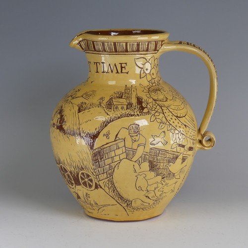 60 - Harry Juniper (b. 1947) a Bideford Pottery Harvest Jug, titled 'Harvest Time' with sgraffito depicti... 