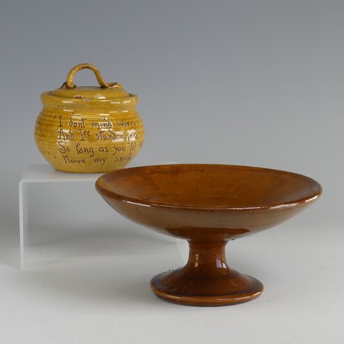 24 - Edwin Beer Fishley (1832-1912) a Fremington Pottery pedestal Bowl, with honey-coloured glaze, incise... 