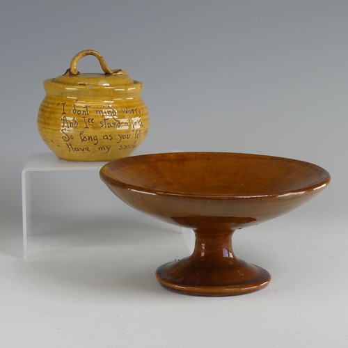 24 - Edwin Beer Fishley (1832-1912) a Fremington Pottery pedestal Bowl, with honey-coloured glaze, incise... 