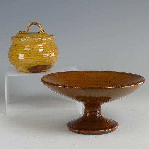 24 - Edwin Beer Fishley (1832-1912) a Fremington Pottery pedestal Bowl, with honey-coloured glaze, incise... 