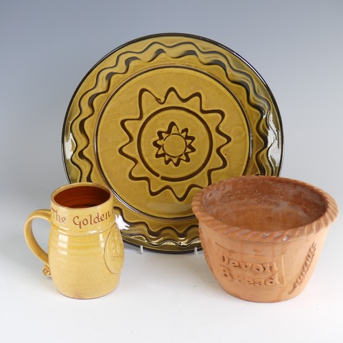 65 - Nick Juniper (20th century) a Bideford Pottery slipware Charger, typical combed decoration, incised ... 