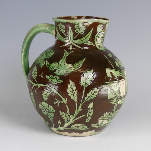 47 - William Fishley Holland (1888-1971) a Braunton pottery Jug, the brown ground decorated with sgraffit... 