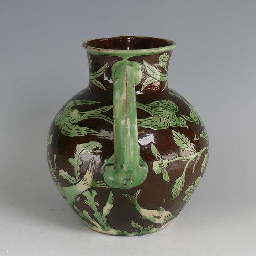 47 - William Fishley Holland (1888-1971) a Braunton pottery Jug, the brown ground decorated with sgraffit... 