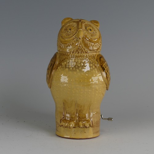 61 - Harry Juniper (b. 1947) a Bideford Pottery Musical Owl, with winder to play Happy birthday, incised ... 