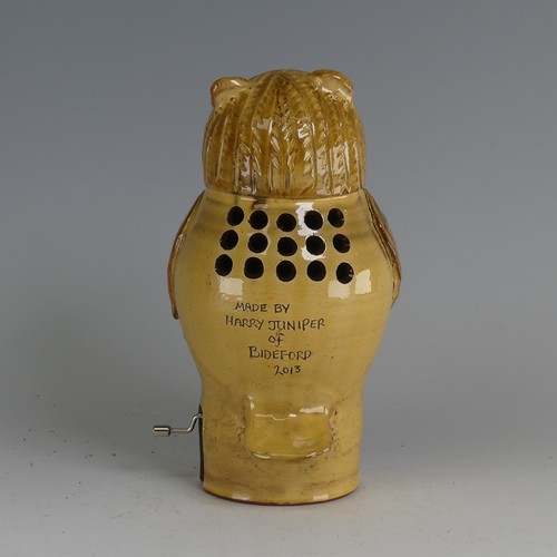 61 - Harry Juniper (b. 1947) a Bideford Pottery Musical Owl, with winder to play Happy birthday, incised ... 