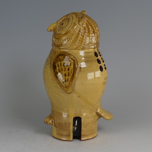 61 - Harry Juniper (b. 1947) a Bideford Pottery Musical Owl, with winder to play Happy birthday, incised ... 