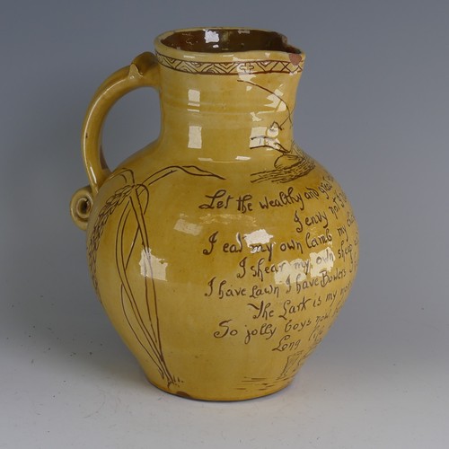 23 - Edwin Beer Fishley (1832-1912) a Fremington Pottery mottoware Harvest Jug, of bulbous form covered i... 