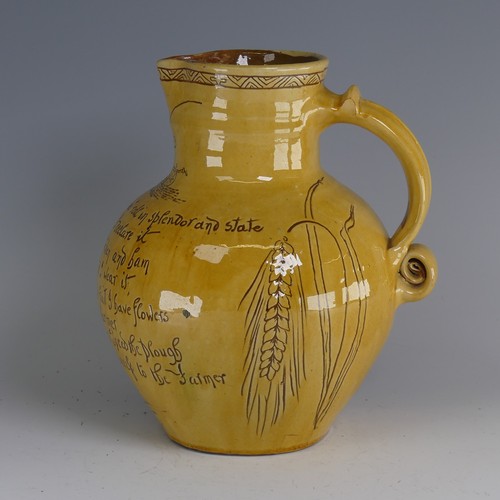 23 - Edwin Beer Fishley (1832-1912) a Fremington Pottery mottoware Harvest Jug, of bulbous form covered i... 