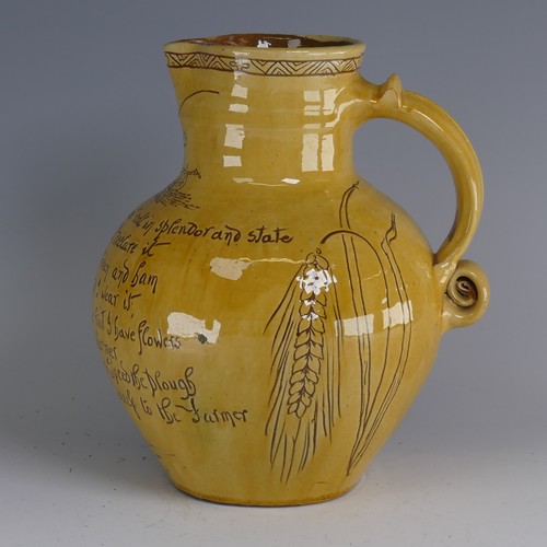 23 - Edwin Beer Fishley (1832-1912) a Fremington Pottery mottoware Harvest Jug, of bulbous form covered i... 