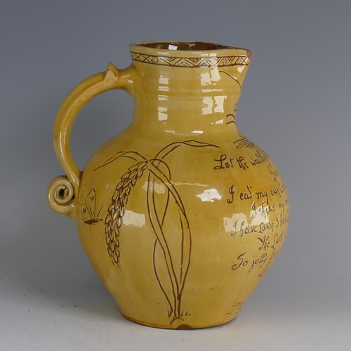 23 - Edwin Beer Fishley (1832-1912) a Fremington Pottery mottoware Harvest Jug, of bulbous form covered i... 