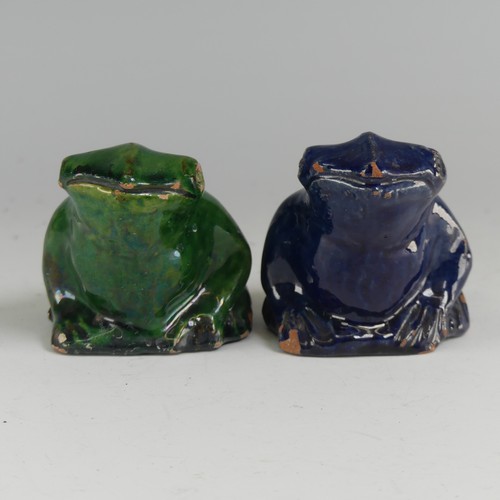 33 - Two early 20thC North Devon pottery figural Flower Bricks, modelled as seated frogs, probably Braunt... 