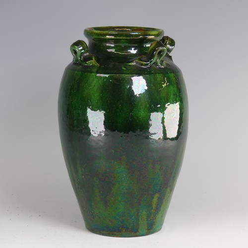 17 - Edwin Beer Fishley (1832-1912) a Fremington pottery Storage Jar, of ovoid form and deep green glaze,... 