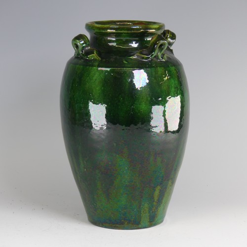 17 - Edwin Beer Fishley (1832-1912) a Fremington pottery Storage Jar, of ovoid form and deep green glaze,... 