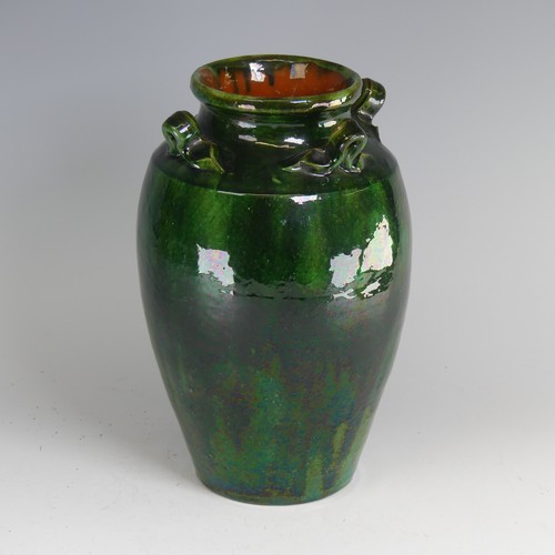 17 - Edwin Beer Fishley (1832-1912) a Fremington pottery Storage Jar, of ovoid form and deep green glaze,... 