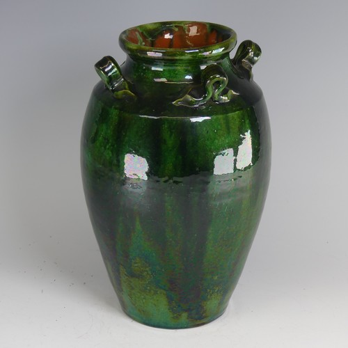 17 - Edwin Beer Fishley (1832-1912) a Fremington pottery Storage Jar, of ovoid form and deep green glaze,... 