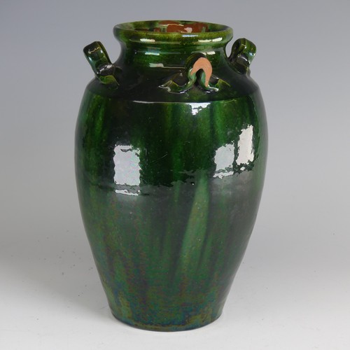 17 - Edwin Beer Fishley (1832-1912) a Fremington pottery Storage Jar, of ovoid form and deep green glaze,... 