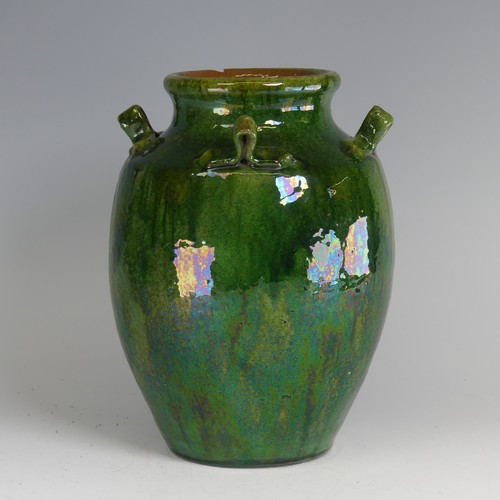 21 - Edwin Beer Fishley (1832-1912) a Fremington pottery Storage Jar, of ovoid form and moss green glaze,... 