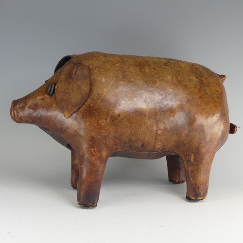 548 - Manner of Omersa for Liberty & Co, a leather model of a Pig, early 20th century, with applied ea... 