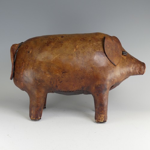 548 - Manner of Omersa for Liberty & Co, a leather model of a Pig, early 20th century, with applied ea... 