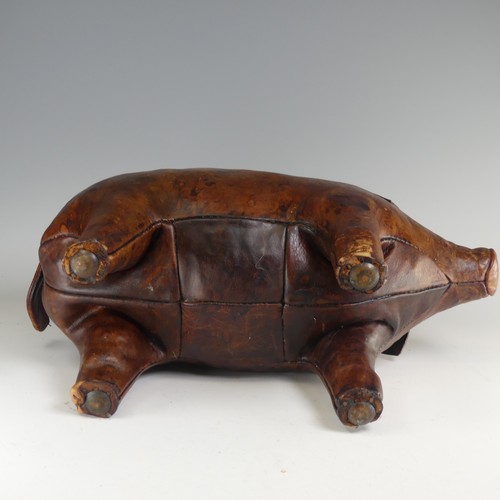 548 - Manner of Omersa for Liberty & Co, a leather model of a Pig, early 20th century, with applied ea... 