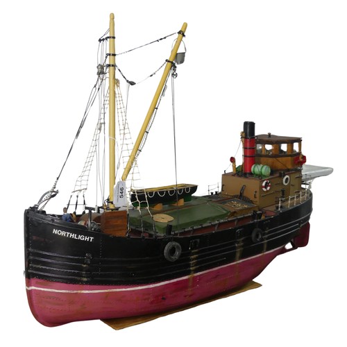 546 - A mid-20th century scratch-built model of a Boat/Clyde Puffer, named 'Northlight Glasgow', with batt... 