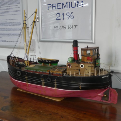 546 - A mid-20th century scratch-built model of a Boat/Clyde Puffer, named 'Northlight Glasgow', with batt... 