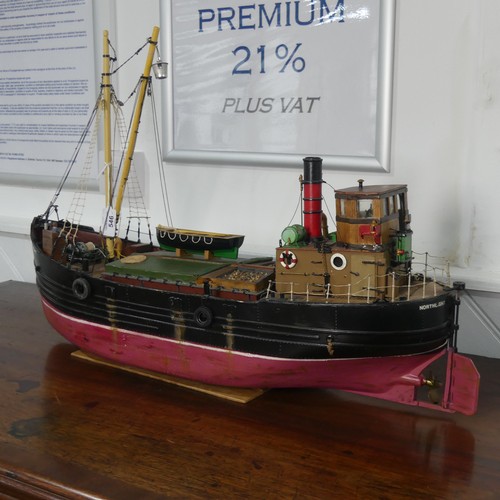 546 - A mid-20th century scratch-built model of a Boat/Clyde Puffer, named 'Northlight Glasgow', with batt... 