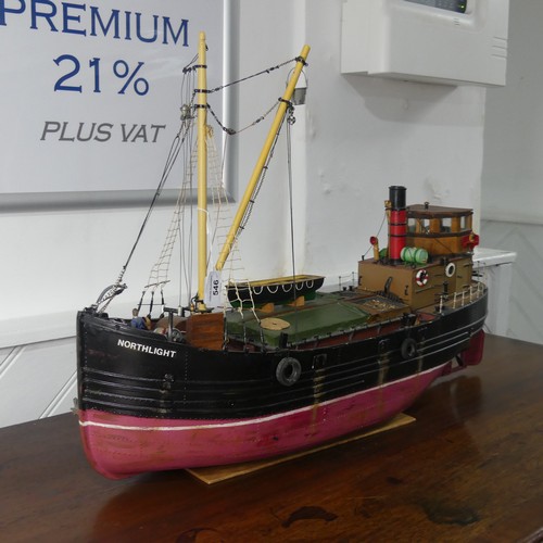 546 - A mid-20th century scratch-built model of a Boat/Clyde Puffer, named 'Northlight Glasgow', with batt... 