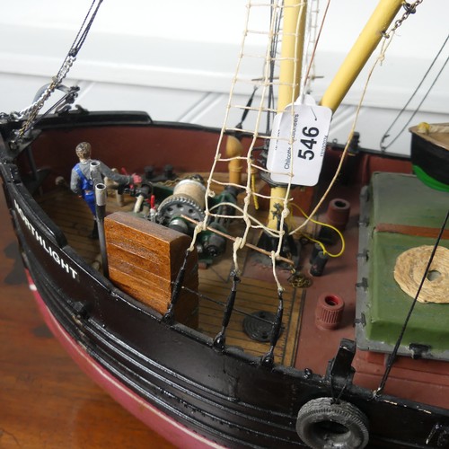 546 - A mid-20th century scratch-built model of a Boat/Clyde Puffer, named 'Northlight Glasgow', with batt... 