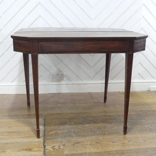 631 - A pair of 19th century mahogany card Tables, the folding tops over singular frieze drawers, raised o... 