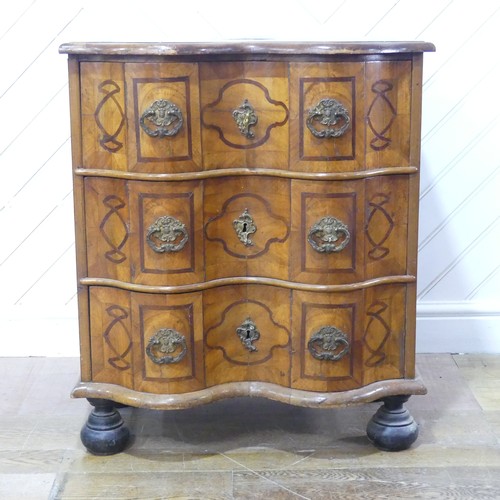 624 - A 19th century inlaid serpentine Chest of drawers, of small proportions, the moulded top over three ... 